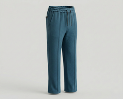 P&B Loose Bottom Front Double Line Casual Trousers | PK Cotton Interlock | Elastic Waist | Zink