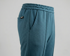 P&B Loose Bottom Front Double Line Casual Trousers | PK Cotton Interlock | Elastic Waist | Zink