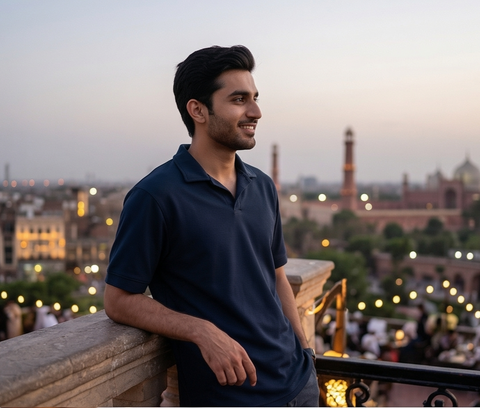 Popcorn Polo Shirt for Men | Sami Down Shoulder Relaxed Fit | Navy