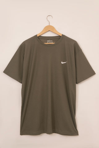 Olive Green Mesh Stretch Sports T‑Shirt – BeBold