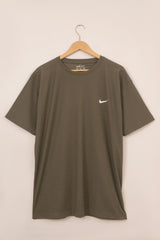 Olive Green Mesh Strech Sports T‑Shirt – BeBold