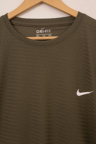 Olive Green Mesh Stretch Sports T‑Shirt – BeBold