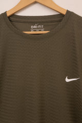 Olive Green Mesh Strech Sports T‑Shirt – BeBold