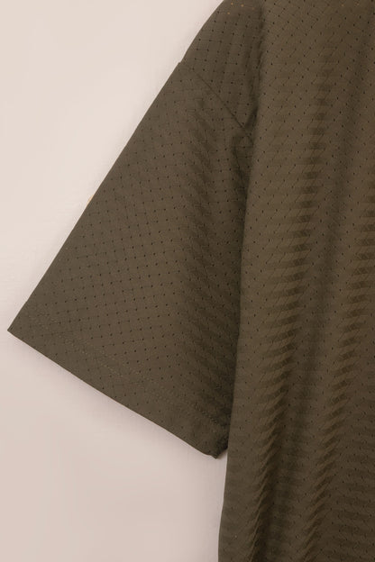 Olive Green Mesh Stretch Sports T‑Shirt – BeBold