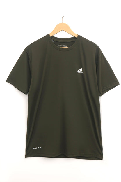 Olive Green Dri-fit 4 Way Stretch T‑Shirt-BeBold