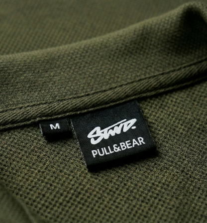 Popcorn Polo Shirt for Men | Sami Down Shoulder Relaxed Fit | Olive green