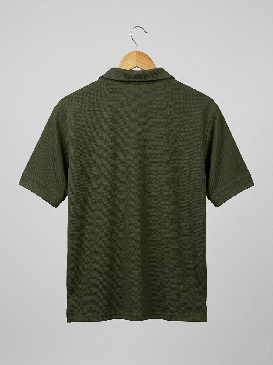 Popcorn Polo Shirt for Men | Sami Down Shoulder Relaxed Fit | Olive green
