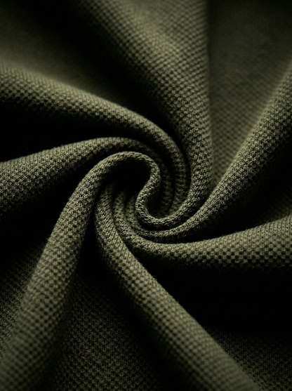 Popcorn Polo Shirt for Men | Sami Down Shoulder Relaxed Fit | Olive green