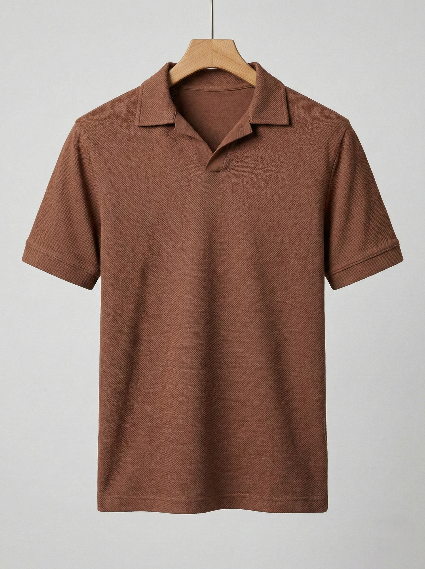 Popcorn Polo Shirt for Men | Sami Down Shoulder Relaxed Fit | Brown
