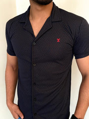 Black Safari Texture Casual Shirt- Bebold