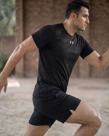 Imported 4-Way Stretch Dry Fit T-Shirt | Black
