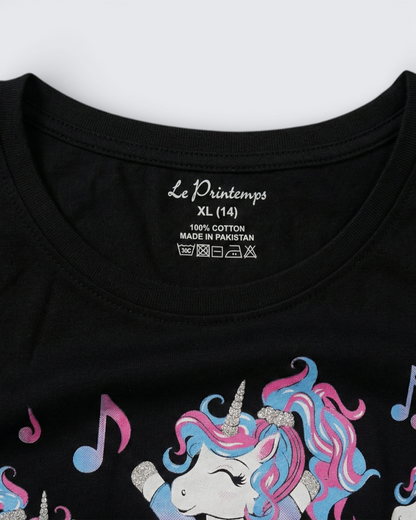 100% Cotton Unicon Printed T-Shirt for Girls | Soft Single Jersey | Sizes 2T to 16