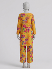 Bebold Digital Printed Bana Doria Lawn 2-PC Unstitched | Floral Yellow & Pink