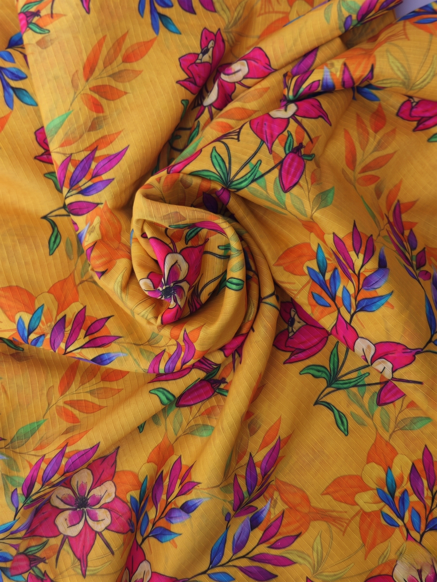 Bebold Digital Printed Bana Doria Lawn 2-PC Unstitched | Floral Yellow & Pink
