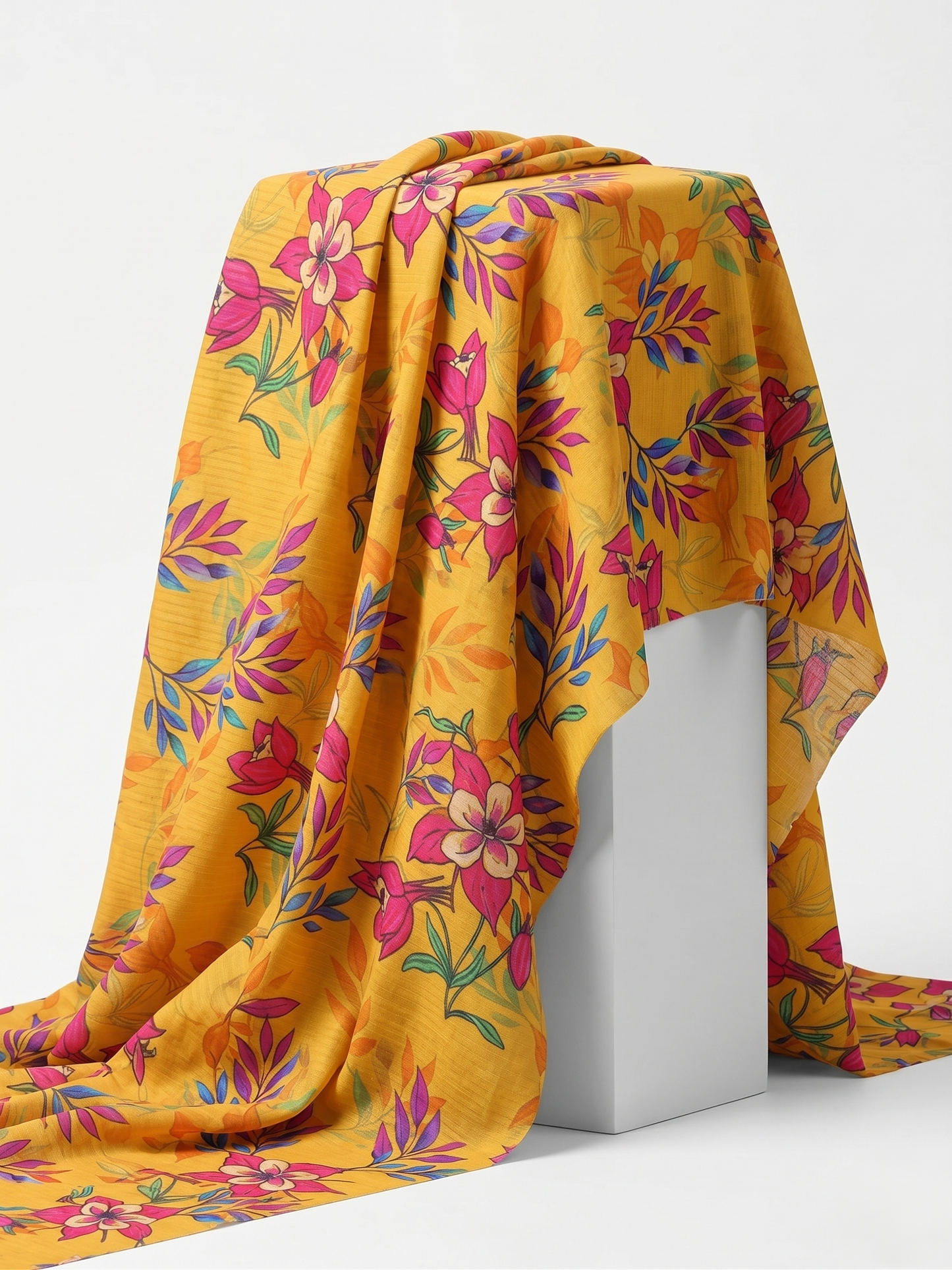 Bebold Digital Printed Bana Doria Lawn 2-PC Unstitched | Floral Yellow & Pink