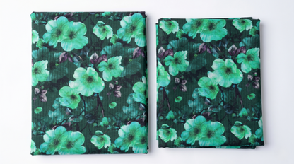 Bebold Digital Printed Bana Doria Lawn 2-PC Unstitched | Floral Green&Black