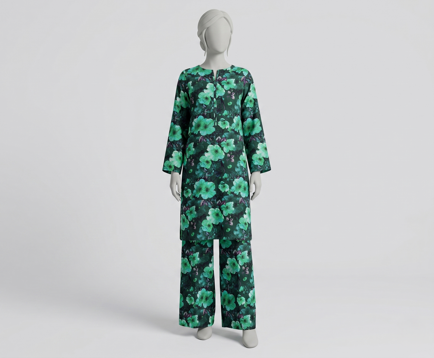 Bebold Digital Printed Bana Doria Lawn 2-PC Unstitched | Floral Green&Black