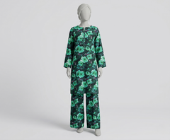 Bebold Digital Printed Bana Doria Lawn 2-PC Unstitched | Floral Green&Black