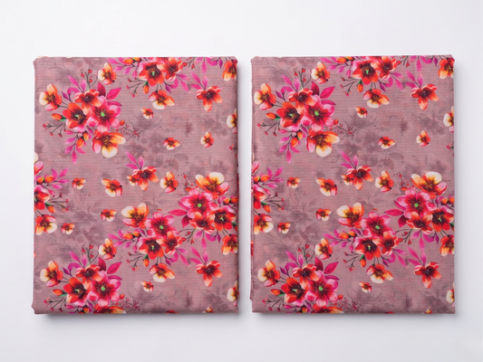 Bebold Digital Printed Bana Doria Lawn 2-PC Unstitched | Floral Peach & Pink