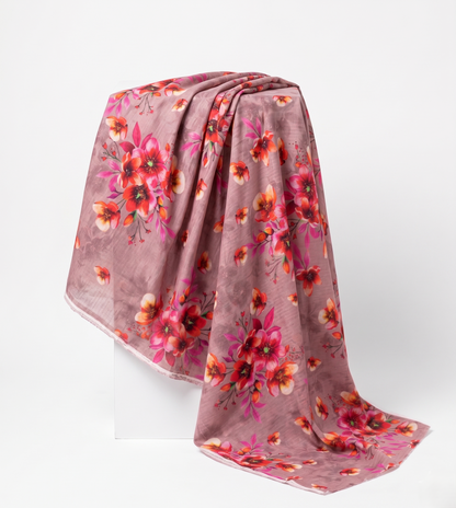 Bebold Digital Printed Bana Doria Lawn 2-PC Unstitched | Floral Peach & Pink