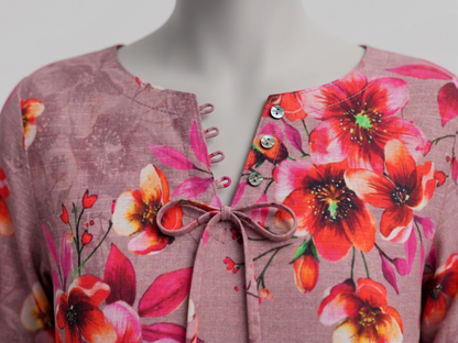 Bebold Digital Printed Bana Doria Lawn 2-PC Unstitched | Floral Peach & Pink