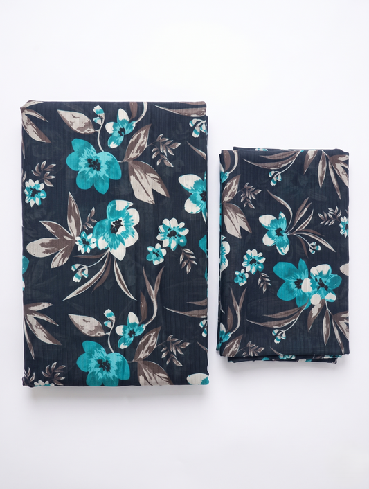Bebold Digital Printed Bana Doria Lawn 2-PC Unstitched | Floral Blue&Cyan