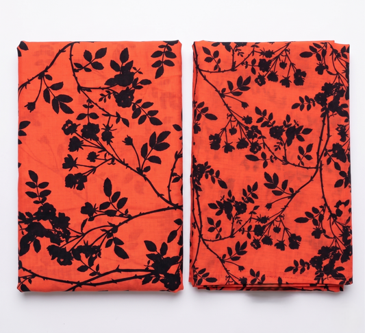 Bebold Digital Printed Bana Doria Lawn 2-PC Unstitched | Flor Redish Black