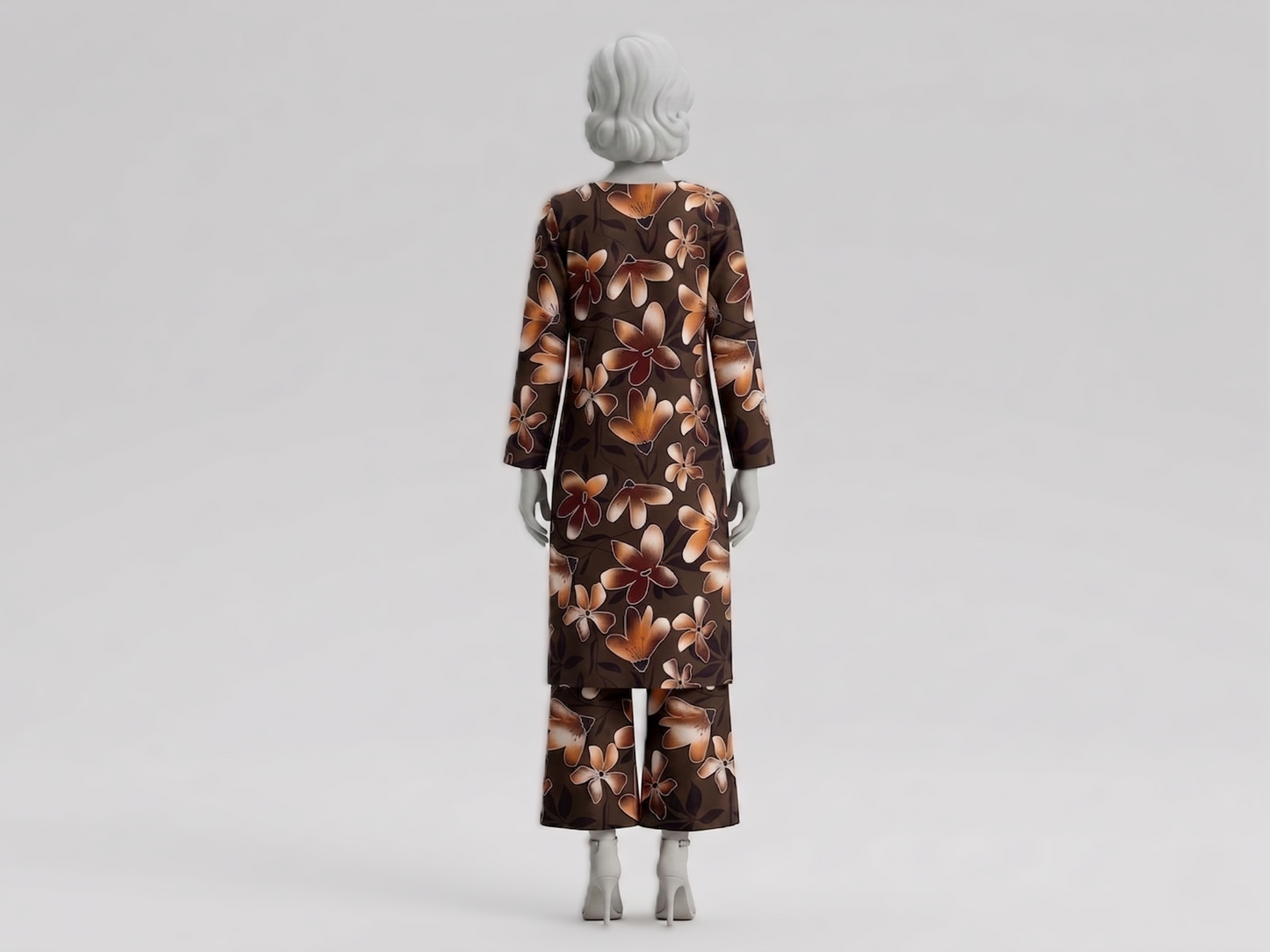 Bebold Digital Printed Bana Doria Lawn 2-PC Unstitched | Flora Coffe Brown