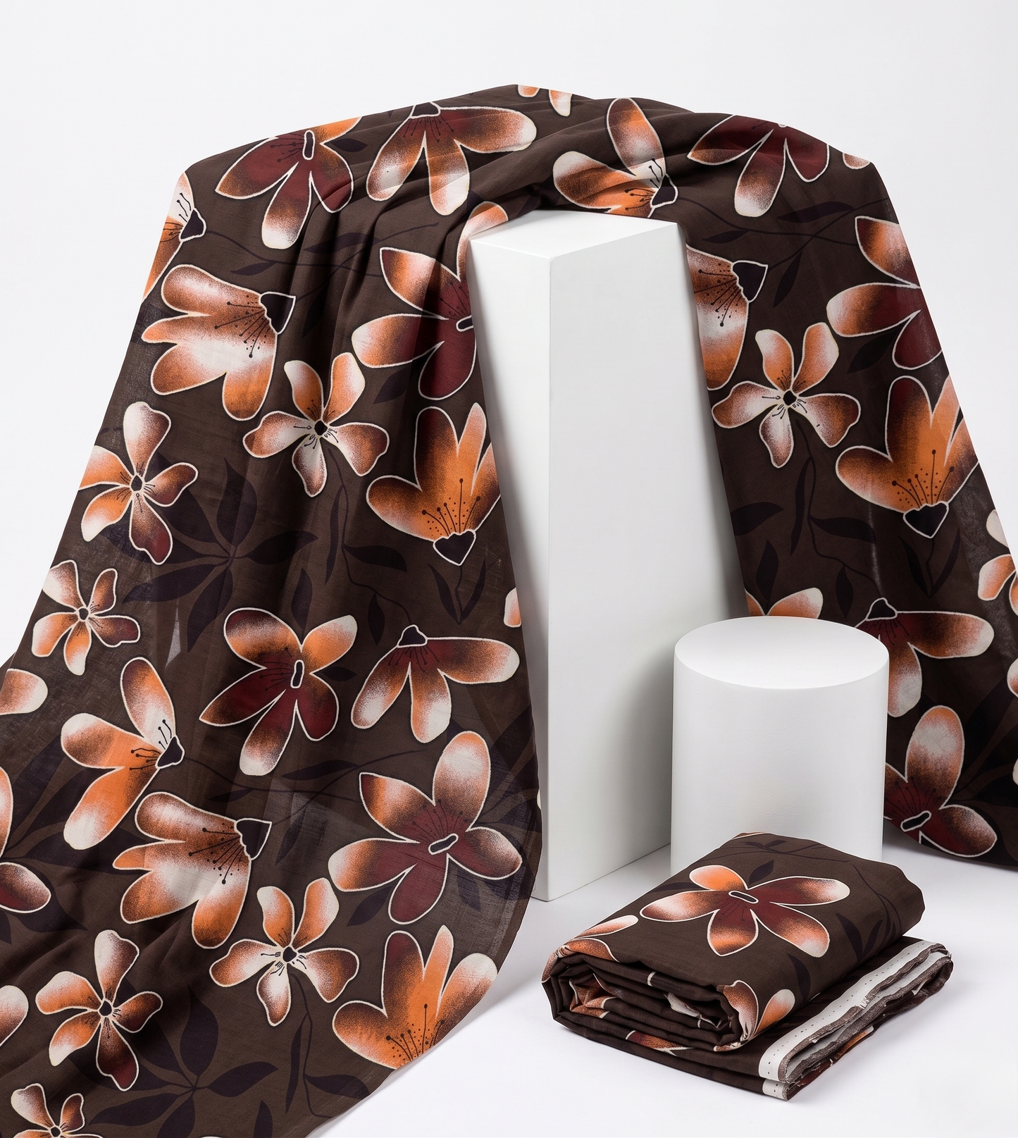 Bebold Digital Printed Bana Doria Lawn 2-PC Unstitched | Flora Coffe Brown