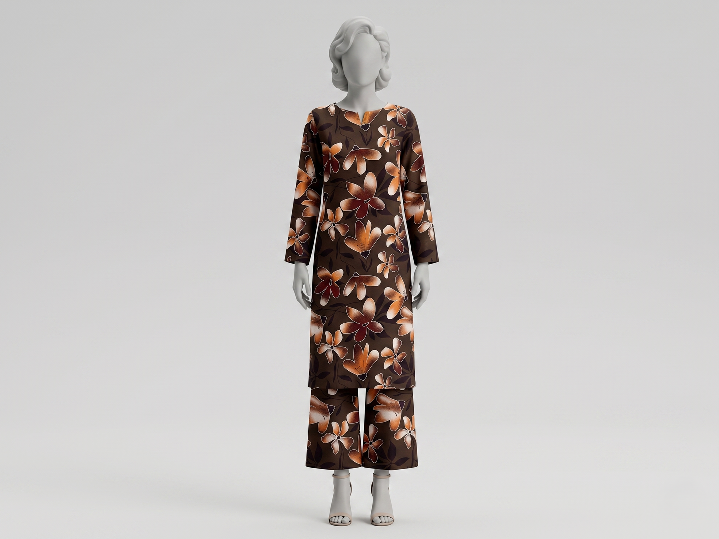 Bebold Digital Printed Bana Doria Lawn 2-PC Unstitched | Flora Coffe Brown