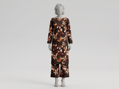 Bebold Digital Printed Bana Doria Lawn 2-PC Unstitched | Flora Coffe Brown
