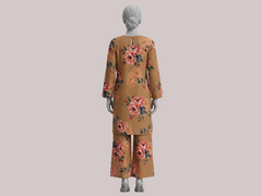 Bebold Digital Printed Bana Doria Lawn 2-PC Unstitched | Floral Camel Brown