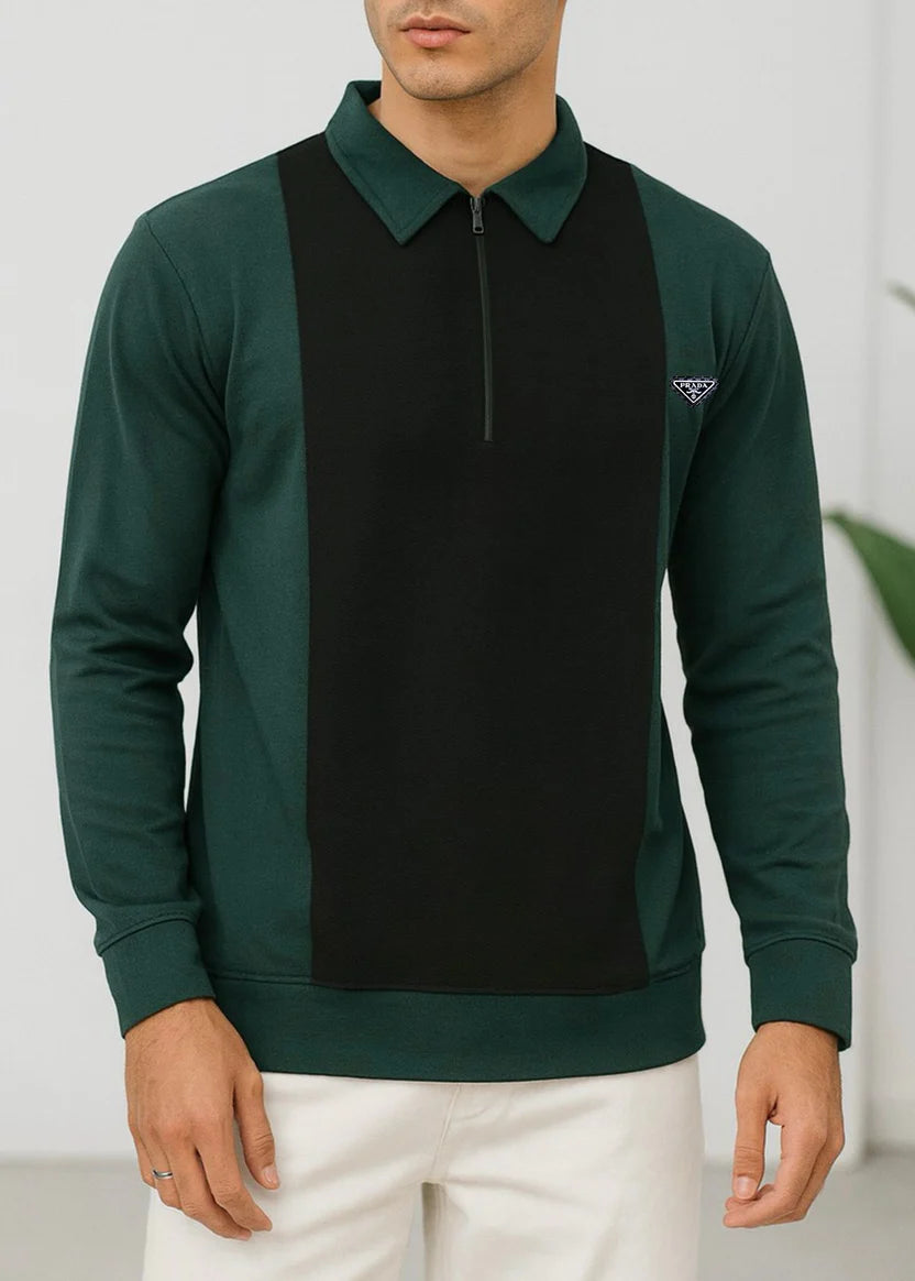 Green Premium Polo Full Sleeves Shirt - Bebold