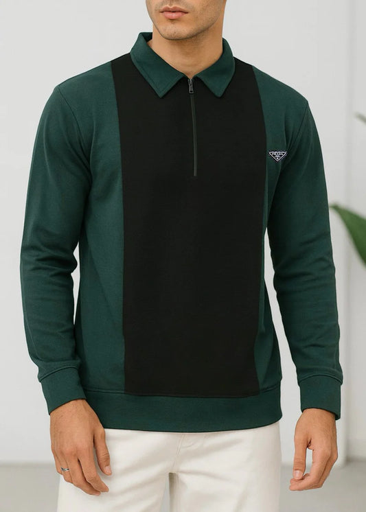 Green Premium Polo Full Sleeves Shirt - Bebold
