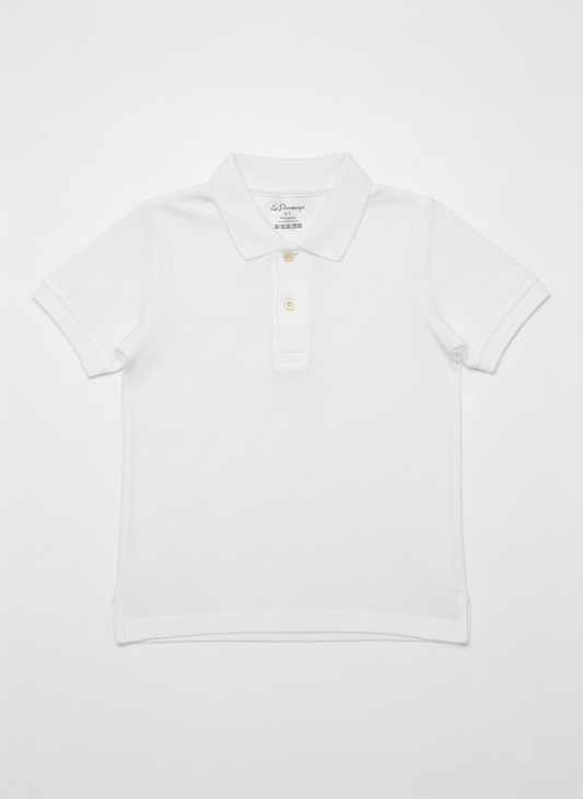 100% Cotton white Polo for Kids (9 Months - 5 Years) - Skin Friendly & Regular Fit
