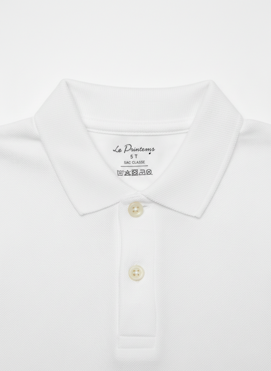 100% Cotton white Polo for Kids (9 Months - 5 Years) - Skin Friendly & Regular Fit