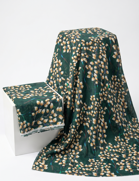 Bebold Digital Printed Bana Doria Lawn 2-PC Unstitched | Green Floral
