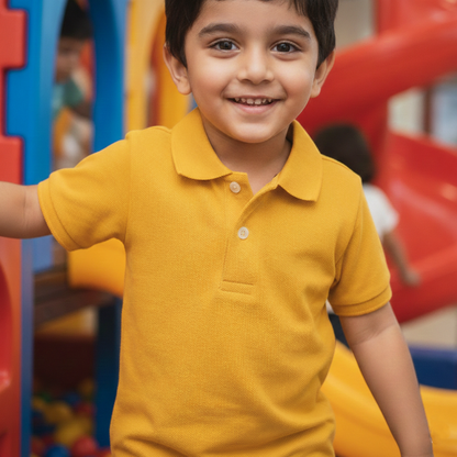100% Cotton Yellow Polo for Kids (9 Months - 5 Years) - Skin Friendly & Regular Fit