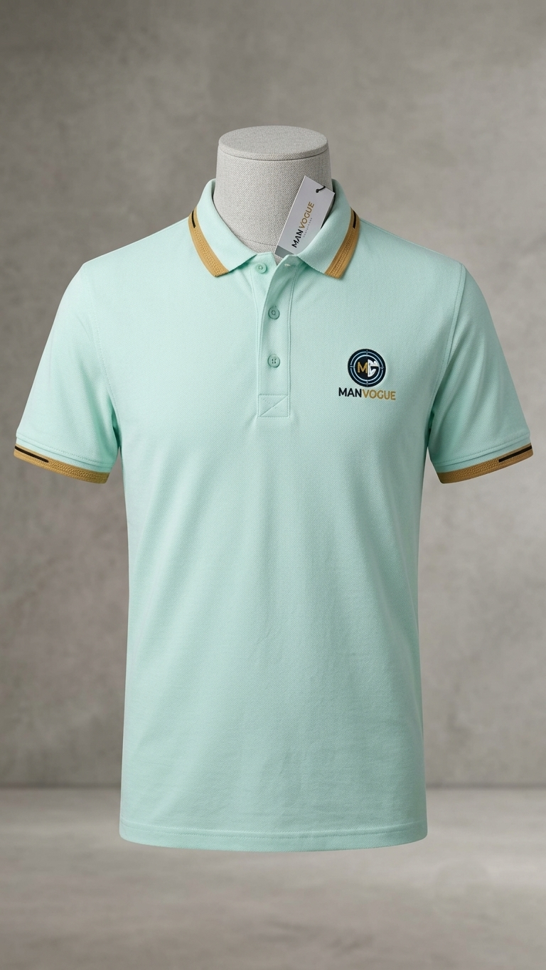 Luxus Polo Tee Shirt Cyan Color