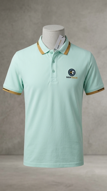 Luxus Polo Tee Shirt Cyan Color