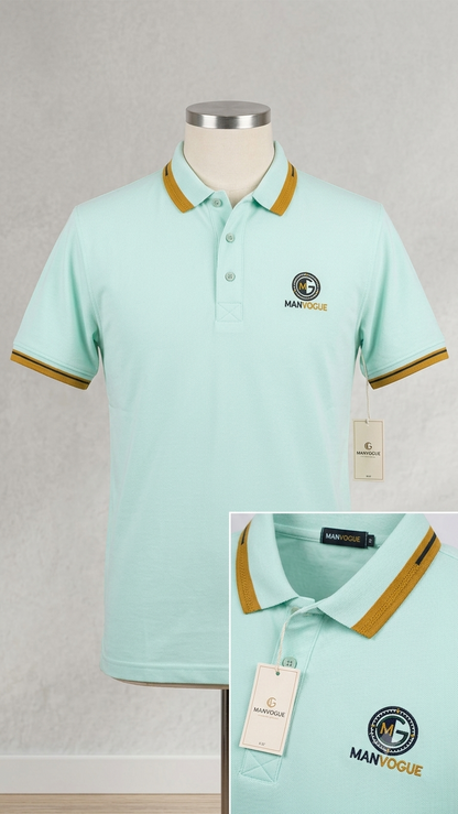 Luxus Polo Tee Shirt Cyan Color