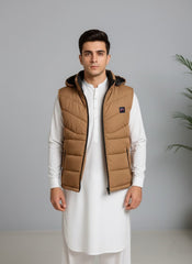 Neon Brown Elegant Sleeveless & Removable Jacket - Bebold