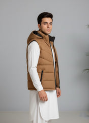 Neon Brown Elegant Sleeveless & Removable Jacket - Bebold